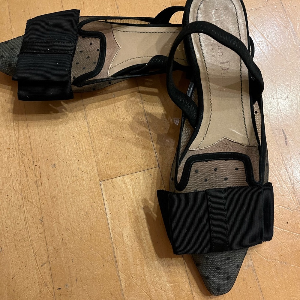 Christian Dior black slingback Flats plumeti on Tulle and Suede stunning! - Picture 5 of 8